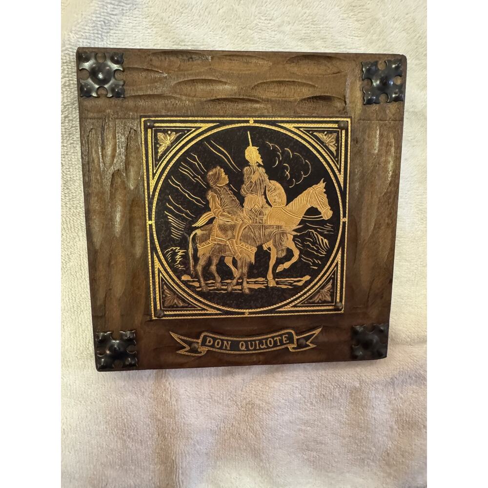 Vintage Gold DAMASCENE DON QUIXOTE & SANCHO PANZA Collector Display